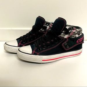 Chuck Taylor Converse High Tops Two Fold Black Pink Camo Shoes